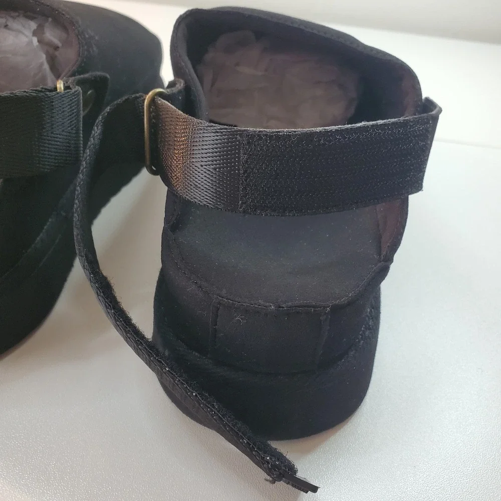 Black Platform Clogs with Adjustable Heel Strap Serrated Sole Womens 8 24SE7 - Picture 5 of 8